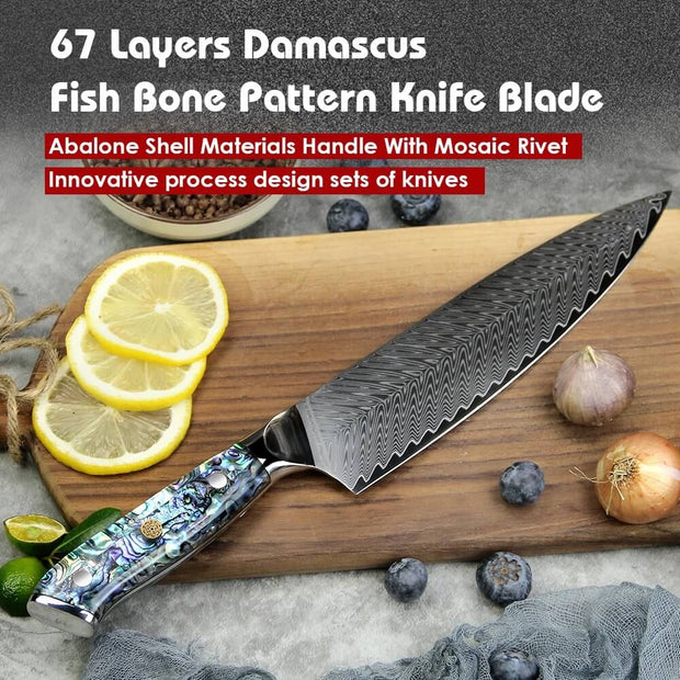 67-layer damascus steel kitchen knife