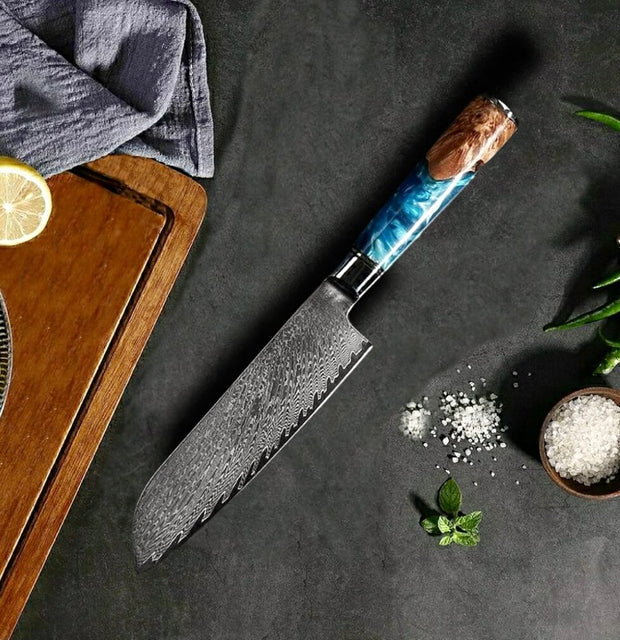 Steak Knife Set 4 pcs Damascus Kitchen Knives vg10 Japanese Damascus Steel  Utility Knife Blue Series Professional Chef's Knives Gift Box Protective