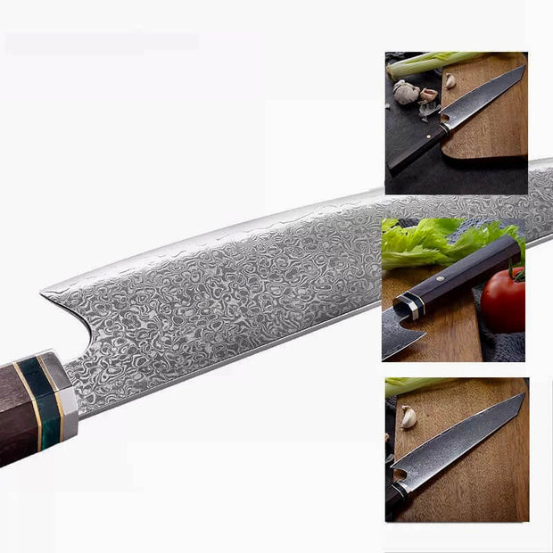 Kiritsuke Chef's Knife 8 Inch Damascus Japanese VG10 Super Steel 67 La –