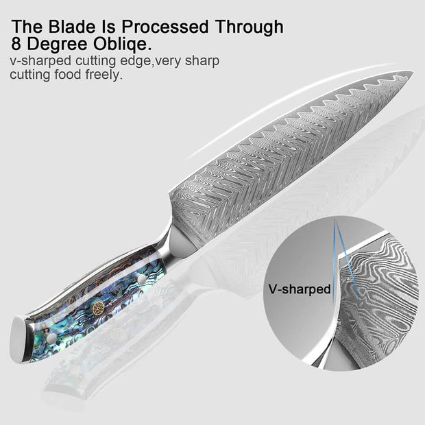     V-shaped cutting edge pro chef knife