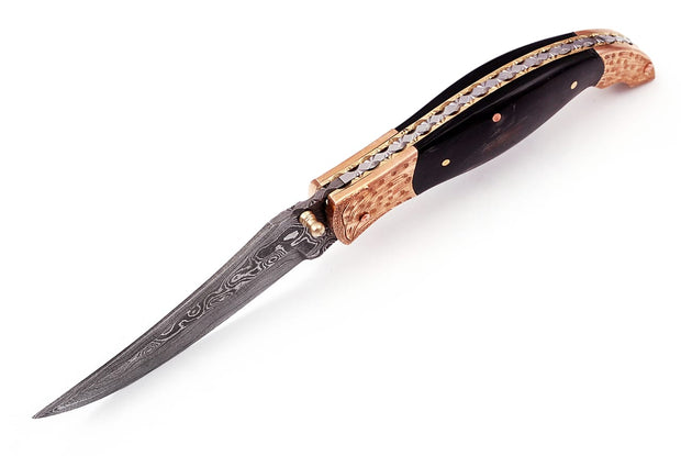 Damascus Pocket Knife 8” HANDMADE Folding Knife